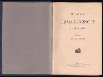 Honoré de Balzac: Firma Nucingen a jiné novelly