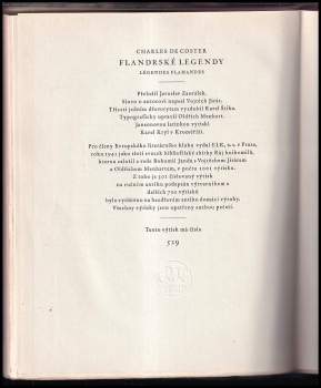 Charles Théodore Henri De Coster: Flandrské legendy výtisk č. 529