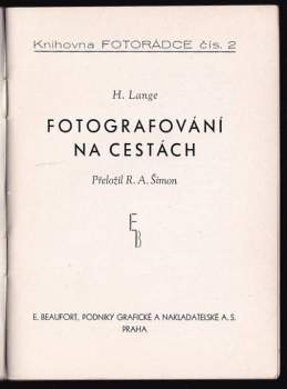 Hellmuth Lange: Fotografování na cestách