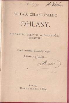 František Ladislav Čelakovský: Fr. Lad. Čelakovského Ohlasy