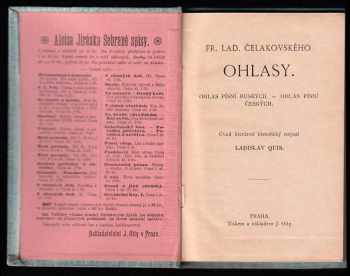 František Ladislav Čelakovský: Fr. Lad. Čelakovského Ohlasy