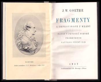 Johann Wolfgang von Goethe: Fragmenty a improvisace z mládí