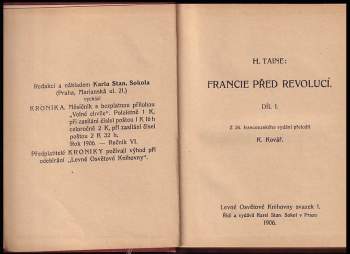 Hippolyte Adolphe Taine: Francie před revolucí