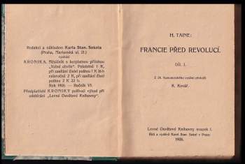 Hippolyte Adolphe Taine: Francie před revolucí