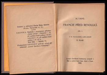 Hippolyte Adolphe Taine: Francie před revolucí