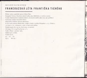 Miloš Šafránek: Francouzská léta Františka Tichého