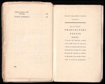 Karel Čapek: Francouzská poesie - 1. VYDÁNÍ