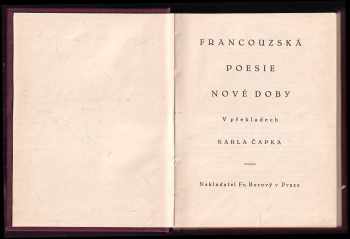 Francouzská poesie nové doby v překladech Karla Čapka