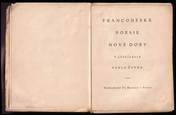 Francouzská poesie nové doby v překladech Karla Čapka