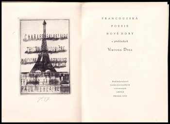 František Tichý: Francouzská poesie nové doby v překladech Viktora Dyka