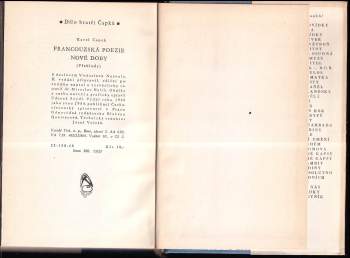 Karel Čapek: Francouzská poezie nové doby