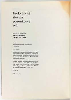 Jozef Mistrík: Frekvenčný slovník posunkovej reči