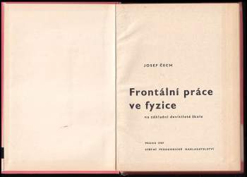 Josef Čech: Frontální práce ve fyzice na základní devítileté škole