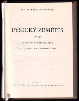 František Vitásek: Fysický zeměpis