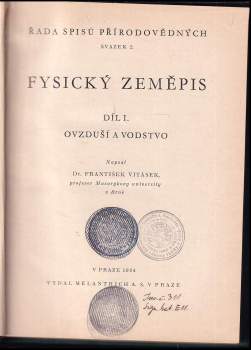 František Vitásek: Fysický zeměpis