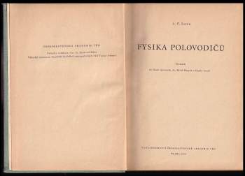 A. F Ioffe: Fysika polovodičů