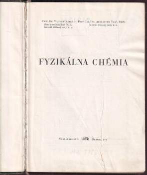 Alexander Tkáč: Fyzikálna chémia