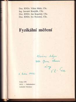 Vilém Mádr: Fyzikální měření
