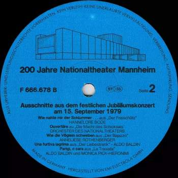 Orchester Des Nationaltheaters Mannheim: Galakonzert Der Mannheimer Oper (200 Jahre Nationaltheater Mannheim) (2xLP)