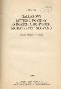 Gallašovy mytické povídky o bozích a bohyních moravských Slovanů