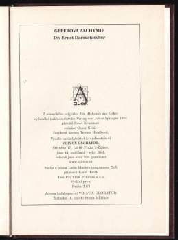 Ernst Darmstaedter: Geberova alchymie