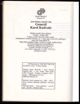 Zdeněk Vališ: Generál Karel Kutlvašr