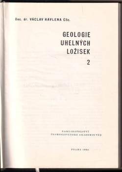 Václav Havlena: Geologie uhelných ložisek1+2