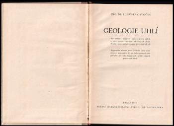 Bohuslav Stočes: Geologie uhlí