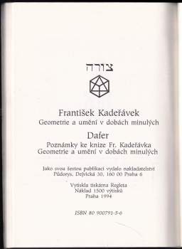 František Kadeřávek: Geometrie a umění v dobách minulých