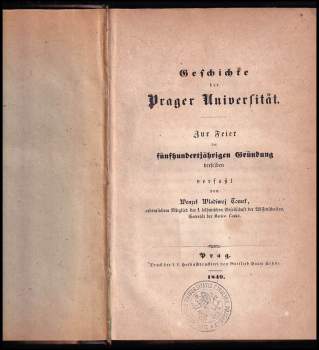 Václav Vladivoj Tomek: Geschichte der Prager Universität