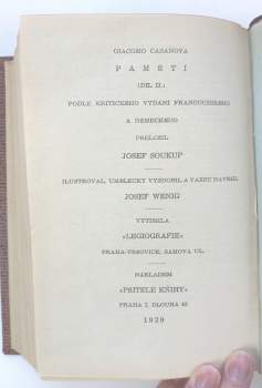 Giacomo Casanova: Giacoma Casanovy Paměti