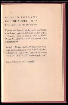 Romain Rolland: Goethe a Beethoven