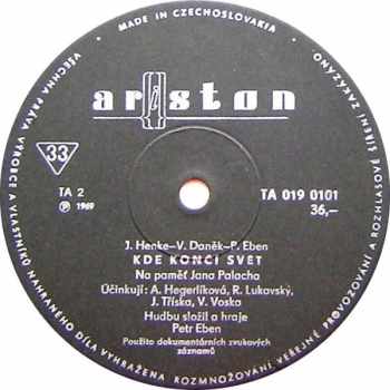 Various: Kde Končí Svět (Na Paměť Jana Palacha - ARISTON - 1969)