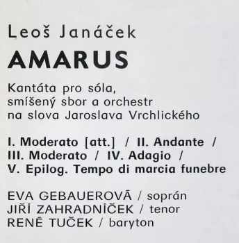 Leoš Janáček:  Amarus / Pod Jabloní