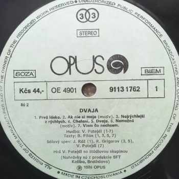 Vašo Patejdl: Dvaja (Hudba A Piesne Z Filmu Fontána Pre Zuzanu)