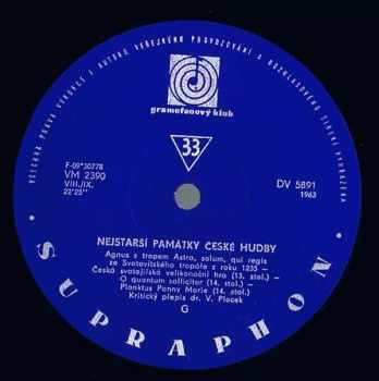 Various: Nejstarší Památky České Hudby