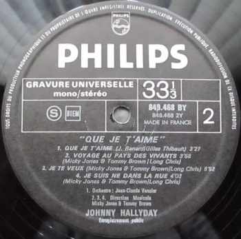Johnny Hallyday: Que Je T'aime