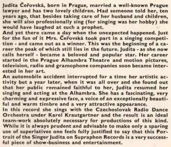 Judita Čeřovská: Judita Of Prague With Her Favourite Songs (Zpívá Judita Čeřovská)