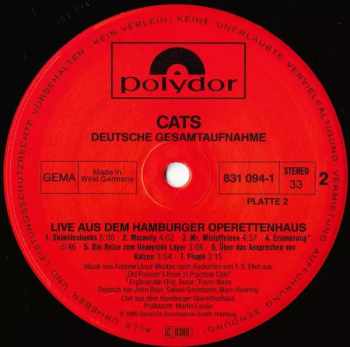 Andrew Lloyd Webber: Cats Live - Deutsche Gesamtaufnahme Aus Dem Hamburger Operettenhaus