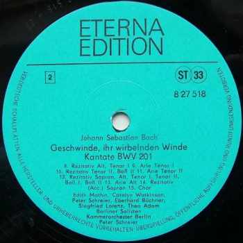 Johann Sebastian Bach: Geschwinde, Ihr Wirbelnden Winde (Der Streit Zwischen Phoebus Und Pan) Kantate BWV 201
