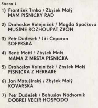 Muzika Bez Kapelníka: Mám Písničky Rád