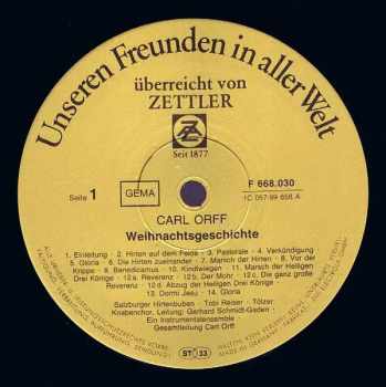 Carl Orff: Weihnachts-Geschichte Und Weihnachtslieder