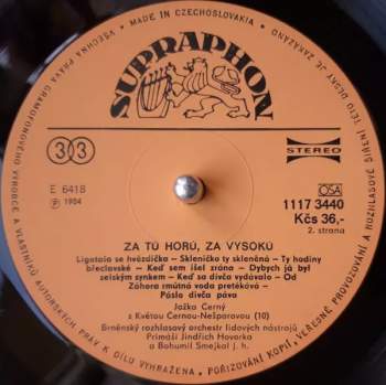 Jožka Černý: Za Tú Horú, Za Vysokú (Songs From The South Moravia)