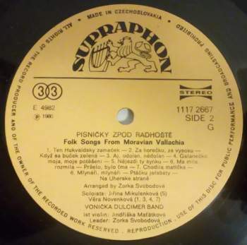 Cimbálová Muzika Vonička: Písničky Zpod Radhoště = Folk Songs From Moravian Vallachia