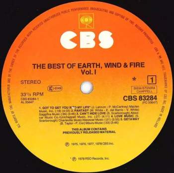 Wind & Fire Earth: The Best Of Earth Wind & Fire Vol. I