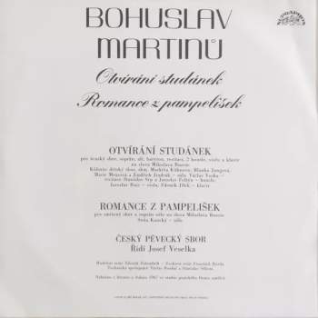 Bohuslav Martinů: Romance Z Pampelišek / Otvírání Studánek