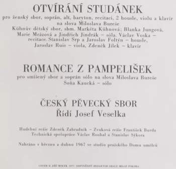 Bohuslav Martinů: Romance Z Pampelišek / Otvírání Studánek