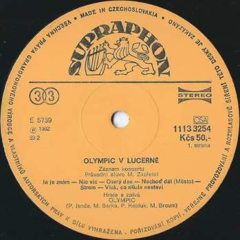 Olympic: V Lucerně (+ OBŘÍ PLAKÁT)