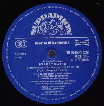 The Czech Philharmonic Orchestra: Stabat Mater