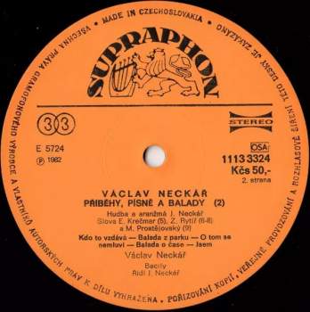 Václav Neckář: Příběhy, Písně A Balady 2
